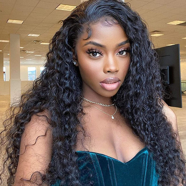 30Inch~40Inch Long Water Wave Human Hair 13x4 Lace Front Wigs