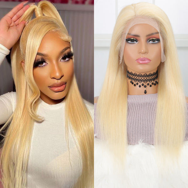#613 Blonde Straight Human Hair 13x4 Lace Frontal Wig