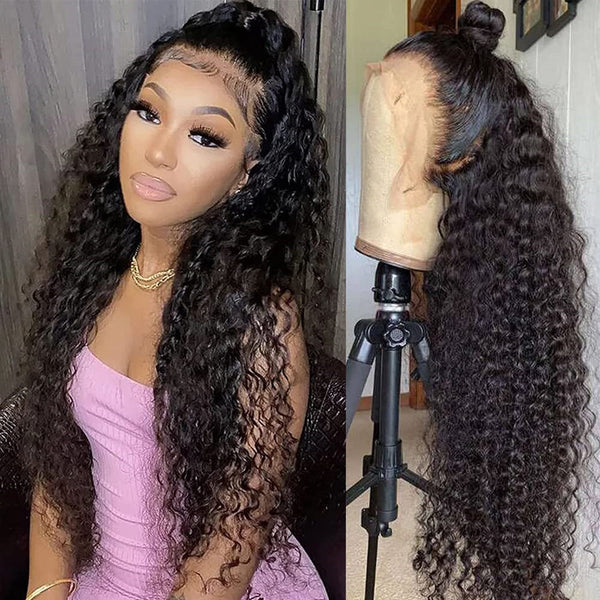 30Inch~40Inch Long Deep Wave Human Hair 13x4 Lace Front Wigs
